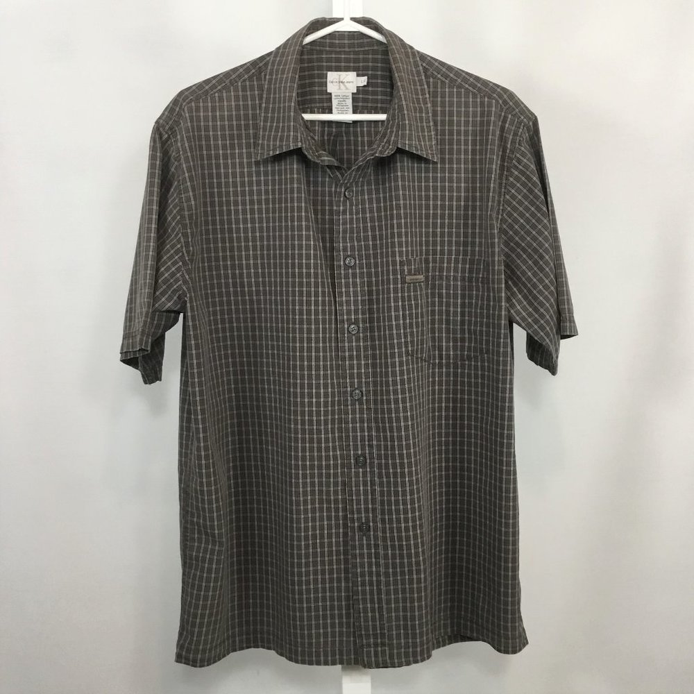 Calvin Klein Olive Plaid Sport Shirt